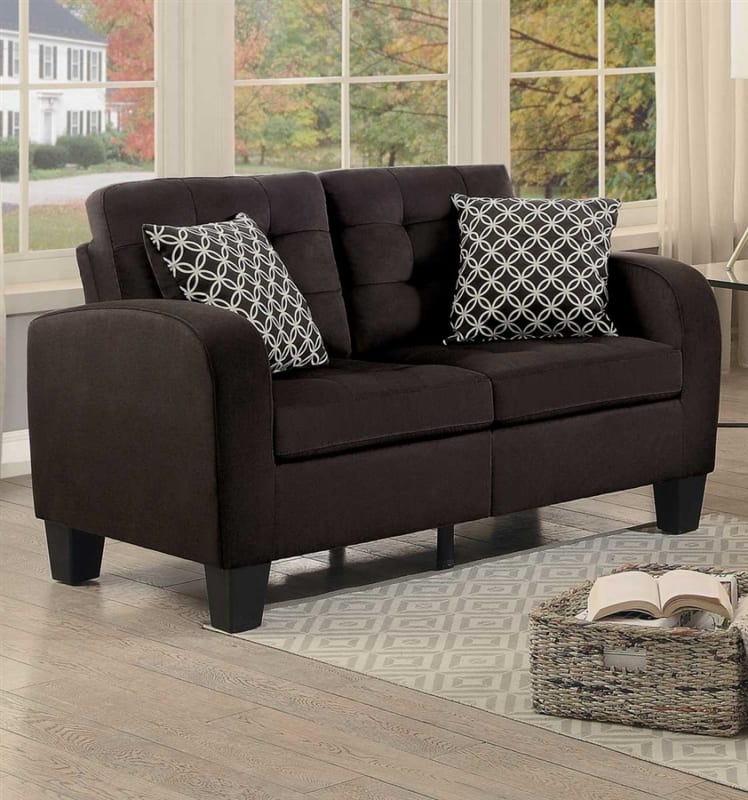 Sinclair Love Seat in Chocolate by Home Elegance - HEL-8202CH-2