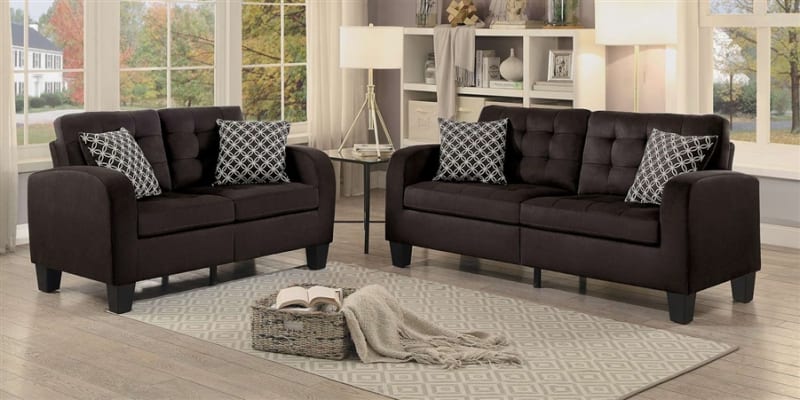 Sinclair 2 Piece Sofa Set in Chocolate by Home Elegance - HEL-8202CH