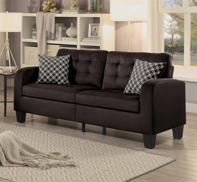 Sinclair Sofa in Chocolate by Home Elegance - HEL-8202CH-3