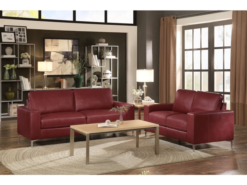 Iniko 2 Piece Sofa Set in Red by Home Elegance - HEL-8203RD