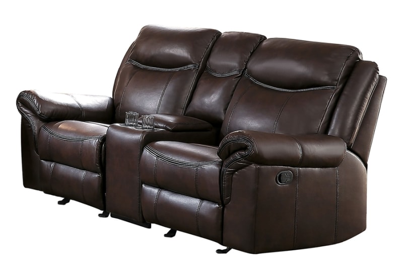 Aram Double Reclining Love Seat in Dark Brown by Home Elegance - HEL-8206BRW-2