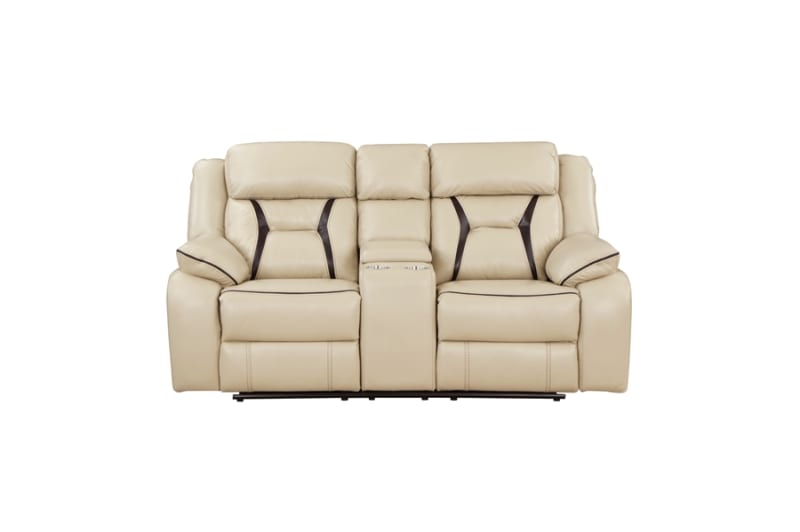 Amite Double Reclining Love Seat in Beige Fabric by Home Elegance - HEL-8229NBE-2