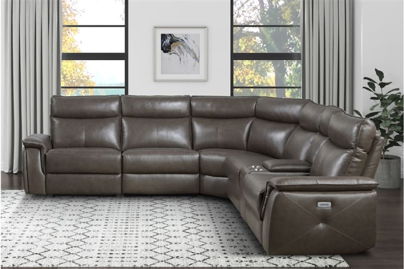 Maroni 6 Piece Modular Power Reclining Sectional in Dark Brown by Home Elegance - HEL-8259RFDB-6SCPWH