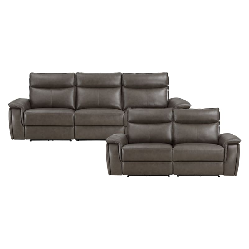 Maroni 2 Piece Power Double Reclining Sofa Set in Dark Brown Fabric by Home Elegance - HEL-8259RFDB-PWH