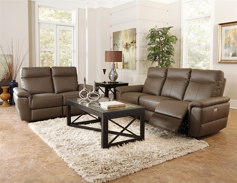 Olympia 2 Piece Power Double Reclining Sofa Set in Raisin by Home Elegance - HEL-8308-PW