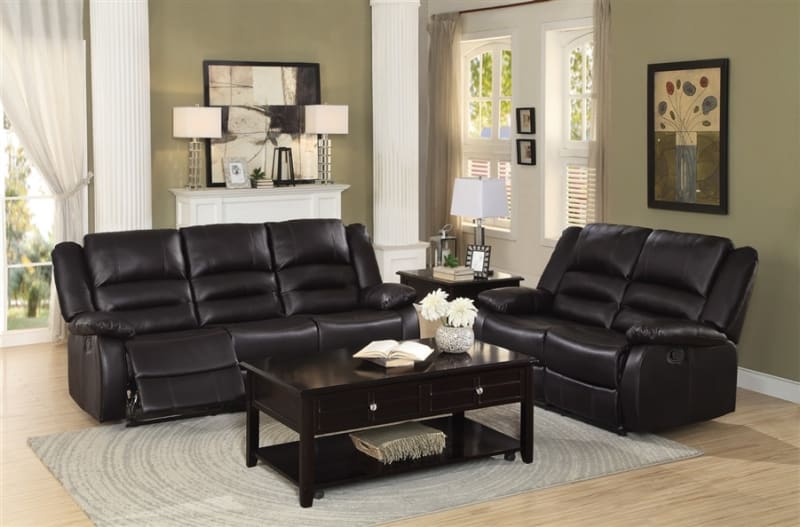 Jarita 2 Piece Double Reclining Sofa Set in Brown by Home Elegance - HEL-8329BRW