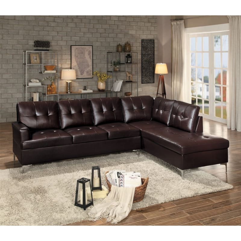 Barrington Sectional Sofa in Brown by Home Elegance - HEL-8378BRW