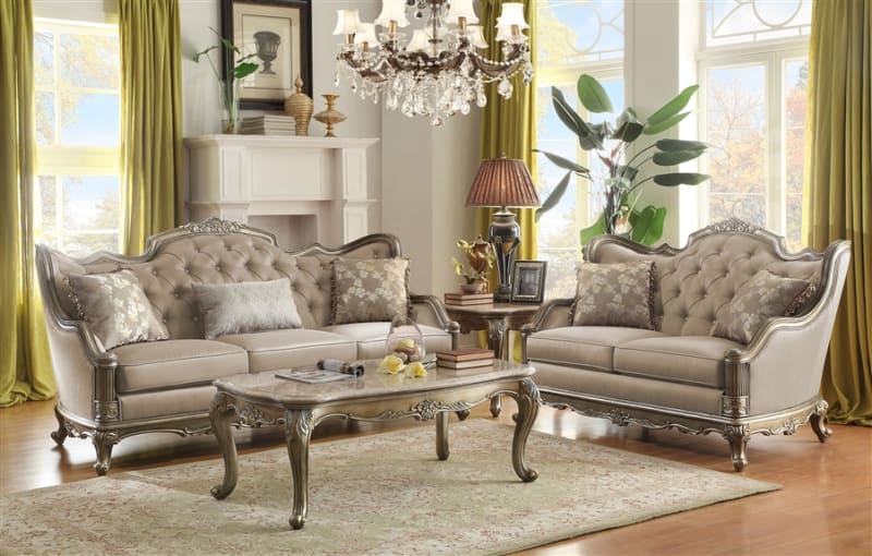 Florentina 2 Piece Sofa Set in Dusky Taupe by Home Elegance - HEL-8412