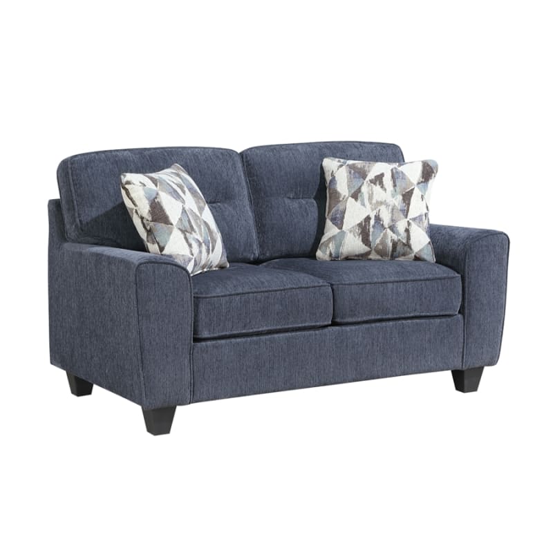 Bennett Modern Upholstered Loveseat in Blue Chenille Fabric by Home Elegance - HEL-8416BU-2
