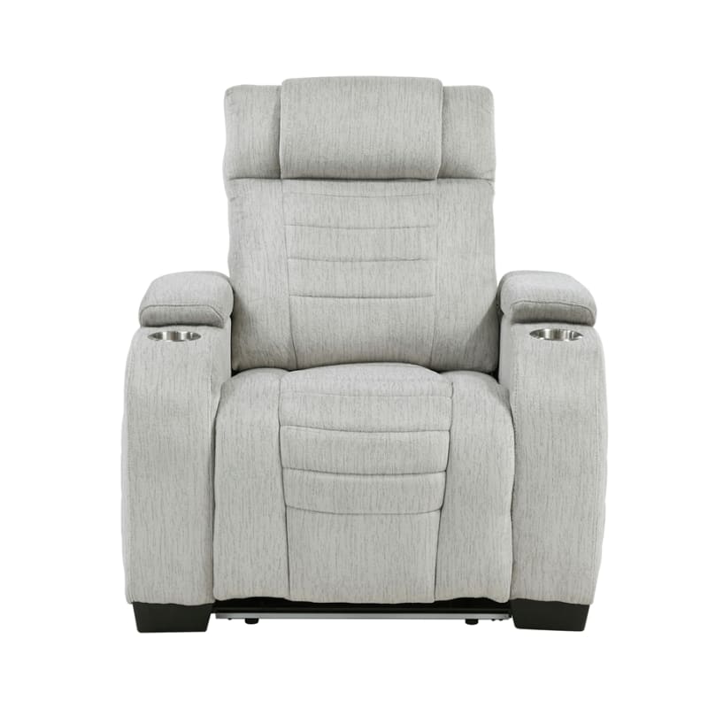 Ronan Reclining Chair in Light Gray Microfiber Upholstery by Home Elegance - HEL-8455GRY-1