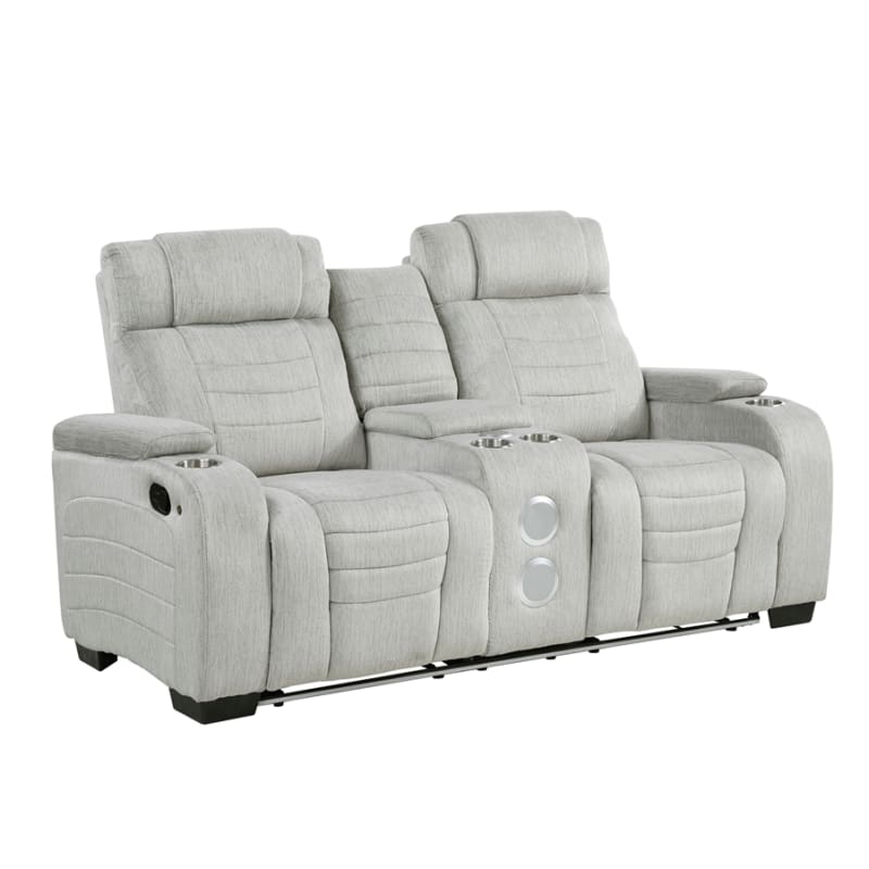 Ronan Double Reclining Loveseat in Light Gray Microfiber Upholstery by Home Elegance - HEL-8455GRY-2