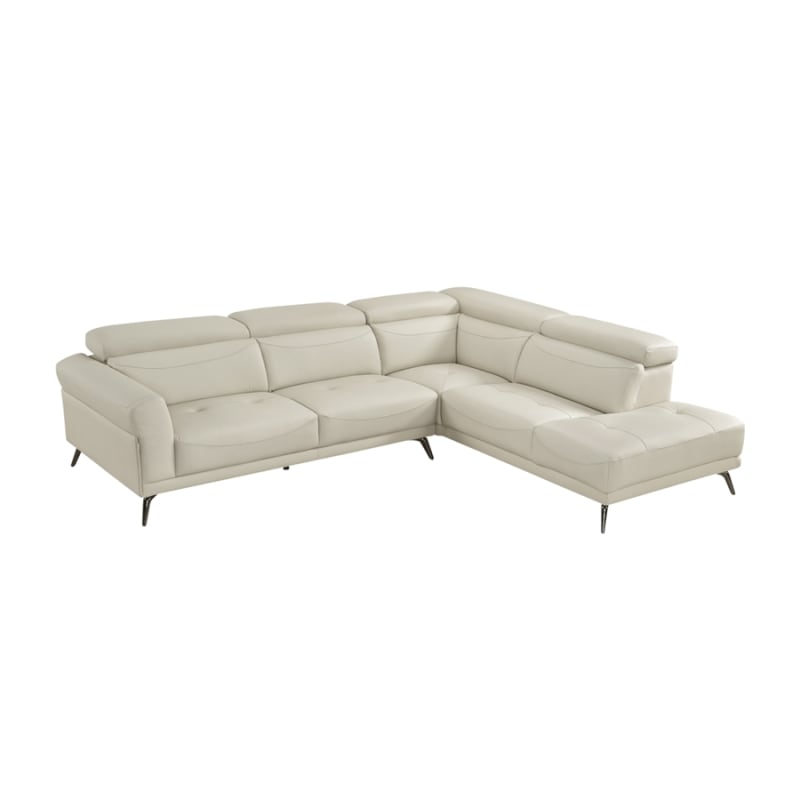 Giselle 2 Piece Sectional with Right Side Chaise in Beige Top Grain Leather by Home Elegance - HEL-8456BEG-22LRC