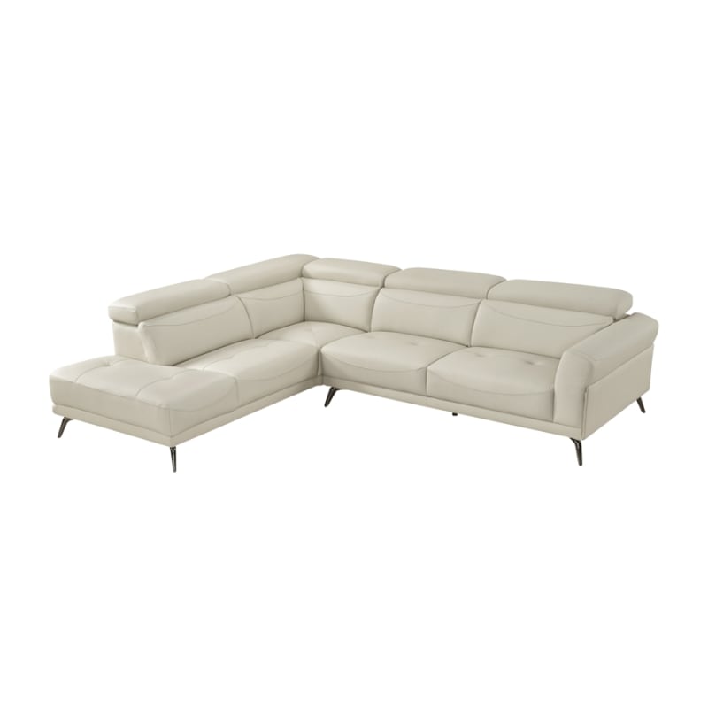 Giselle 2 Piece Sectional with Left Side Chaise in Beige Top Grain Leather by Home Elegance - HEL-8456BEG-2LC2R