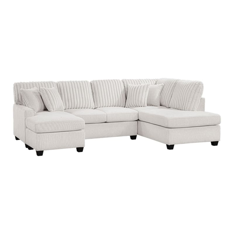 Lawson L-Shaped Sectional Sofa with Chaise in Taupe Chenille and Corduroy Upholstery by Home Elegance - HEL-8470TPE-23LCRC