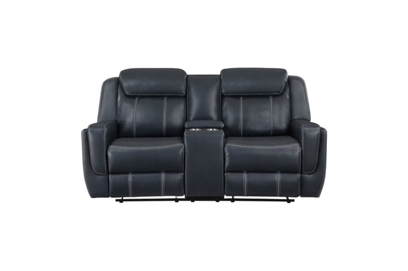 Littleton Double Reclining Love Seat in Blue Fabric by Home Elegance - HEL-8516BU-2