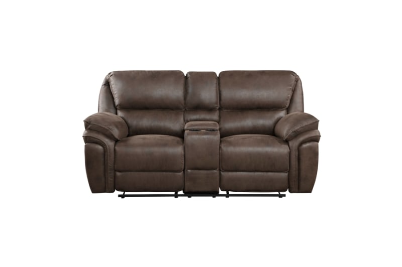 Proctor Double Reclining Love Seat in Brown Fabric by Home Elegance - HEL-8517BRW-2