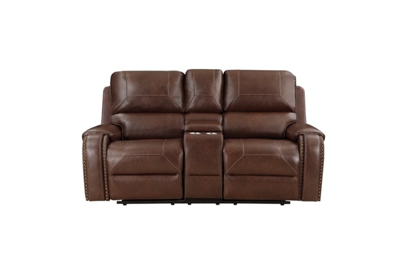 Newnan Double Glider Reclining Love Seat in Brown Fabric by Home Elegance - HEL-8549BRW-2