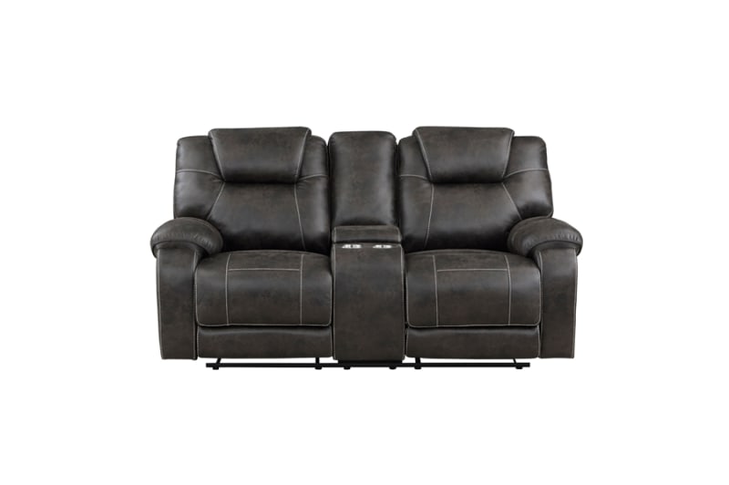 Gainesville Double Reclining Love Seat in Chocolate Fabric by Home Elegance - HEL-8560PM-2