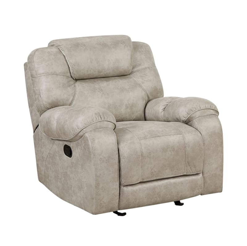 Gainesville Glider Reclining Chair in Polished Pewter Microfiber by Home Elegance - HEL-8560PT-1
