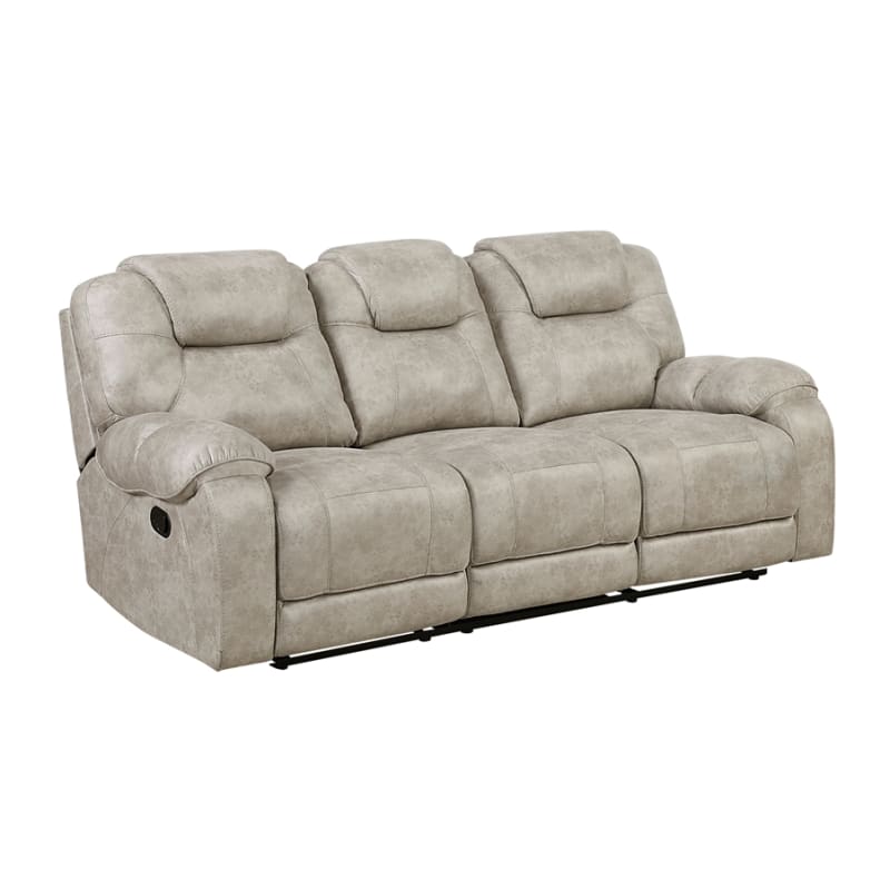 Gainesville Power Reclining Sofa in Polished Pewter Microfiber by Home Elegance - HEL-8560PT-3