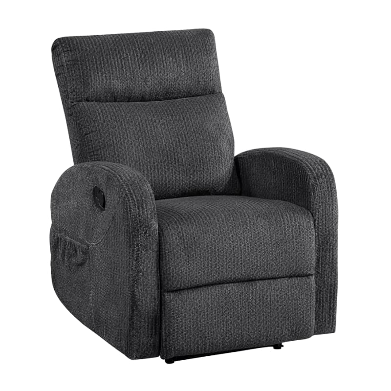 Allen Contemporary Double Reclining Chair in Dark Grey Textured Microfiber Upholstery by Home Elegance - HEL-9147FDG-1