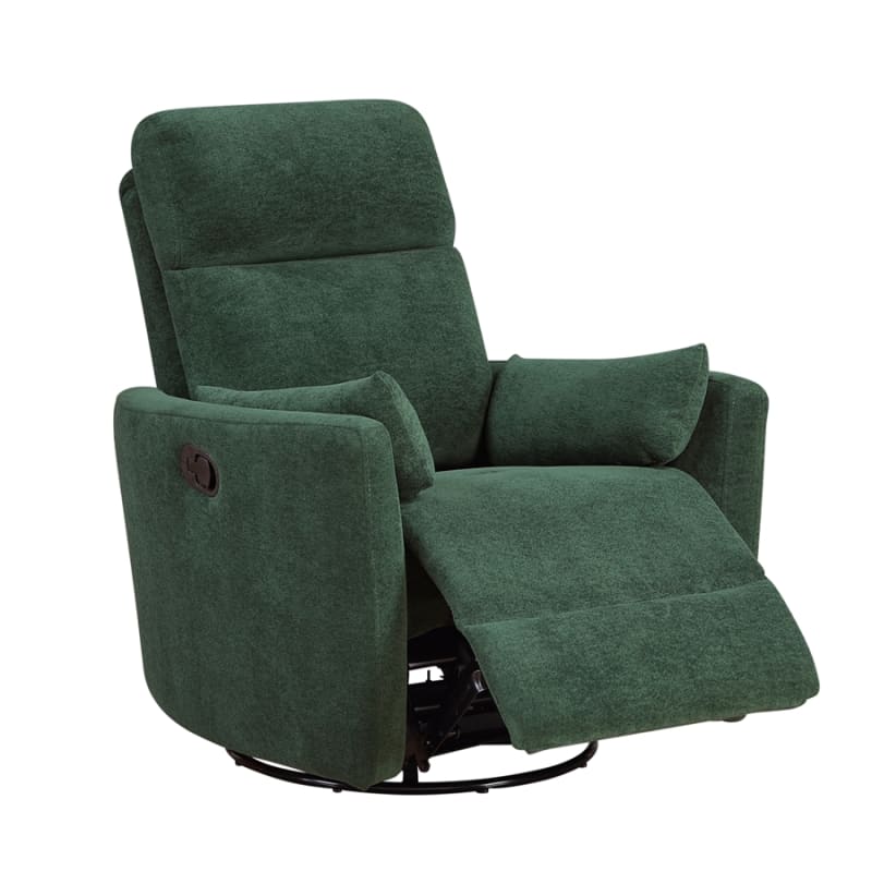Desso Swivel Glider Reclining Chair in Green Textured Microfiber Upholstery by Home Elegance - HEL-9148GRN-1SW