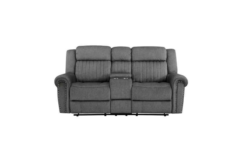 Brennen Double Reclining Love Seat in Charcoal Fabric by Home Elegance - HEL-9204CC-2