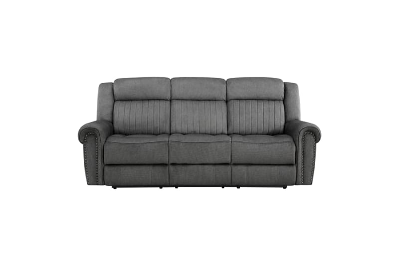 Brennen Power Double Reclining Sofa in Charcoal Fabric by Home Elegance - HEL-9204CC-3PW