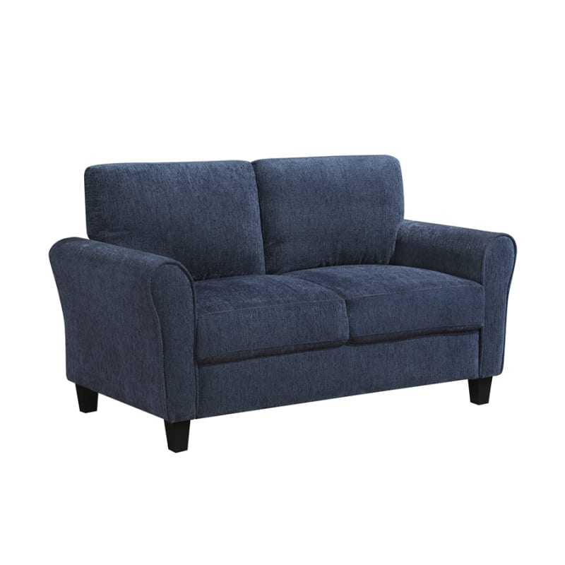 Ellery Upholstered Rolled Arm Loveseat in Blue Chenille Fabric by Home Elegance - HEL-9209NFNV-2