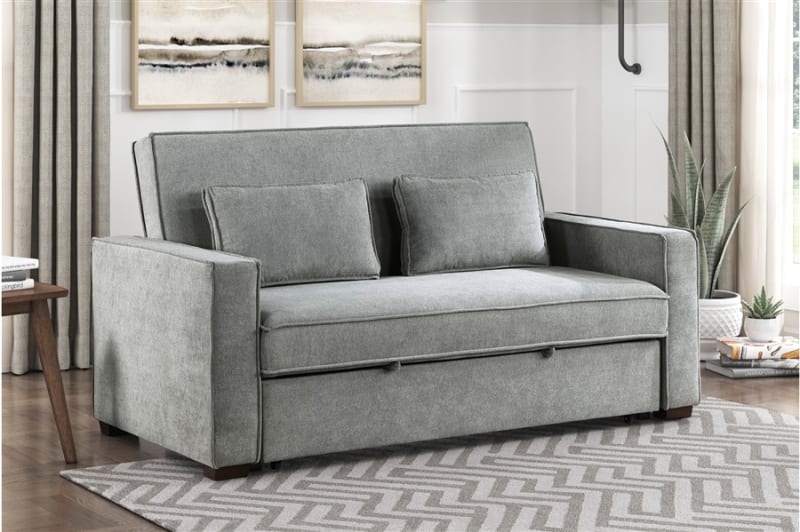 Alta Convertible Studio Sofa Bed in Gray Fabric by Home Elegance - HEL-9238GY-3CL