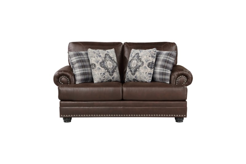Franklin Love Seat in Dark Brown Fabric by Home Elegance - HEL-9260DB-2