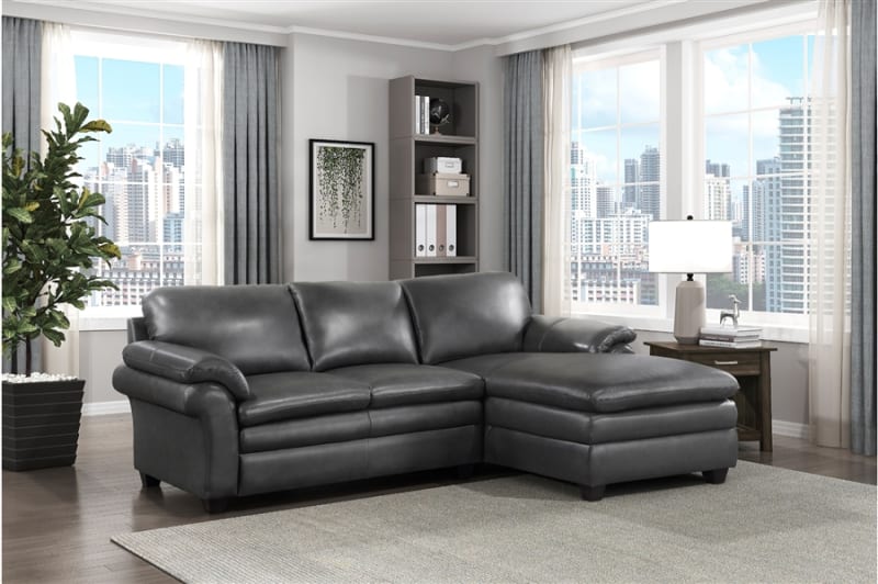 Exton 2 Piece Sectional in Gray Fabric by Home Elegance - HEL-9267GY-22LRC