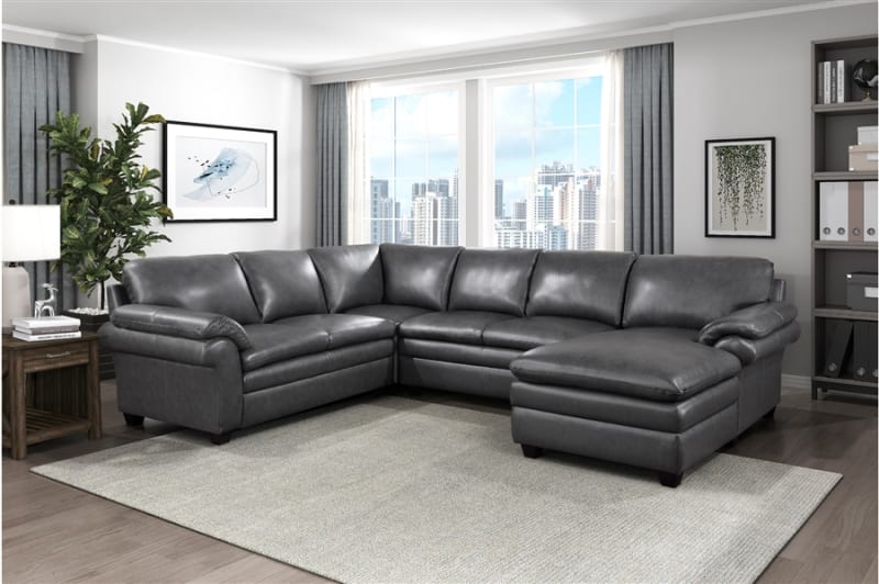 Exton 4 Piece Sectional in Gray Fabric by Home Elegance - HEL-9267GY-42LRC