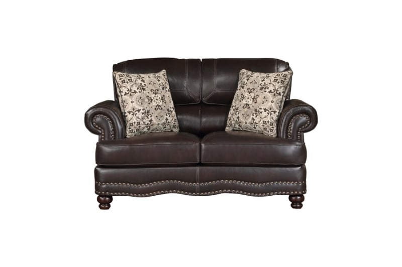 Milford Love Seat in Brown Fabric by Home Elegance - HEL-9268BRW-2