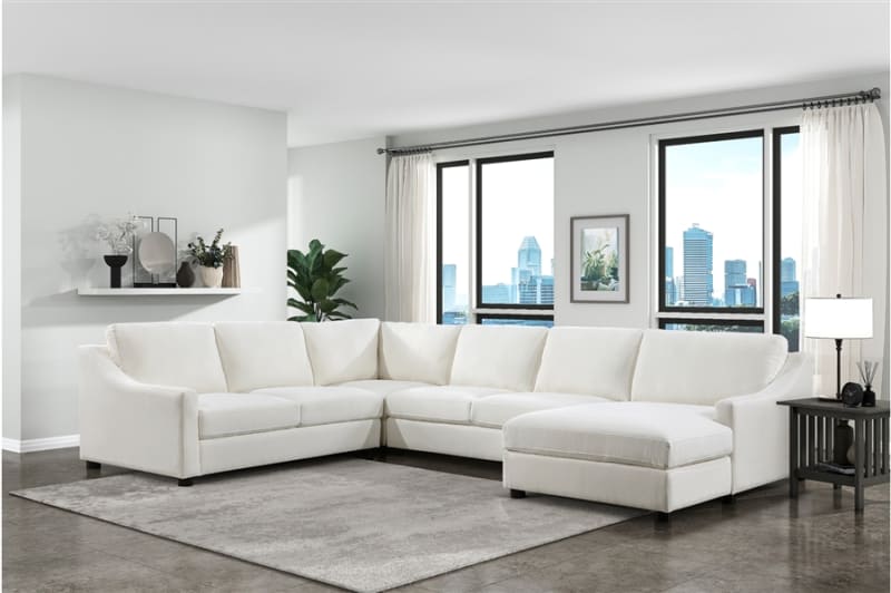 Zayden 4 Piece Sectional in Ivory Fabric by Home Elegance - HEL-9277VR-42LRC