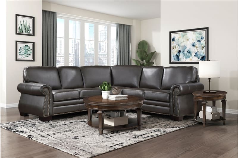 Wareham 3 Piece Sectional in Dark Brown Fabric by Home Elegance - HEL-9289DB-SC