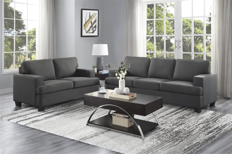 Elmont 2 Piece Sofa Set in Charcoal by Home Elegance - HEL-9327CC