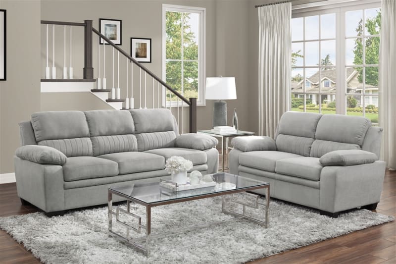Holleman 2 Piece Sofa Set in Gray by Home Elegance - HEL-9333GY