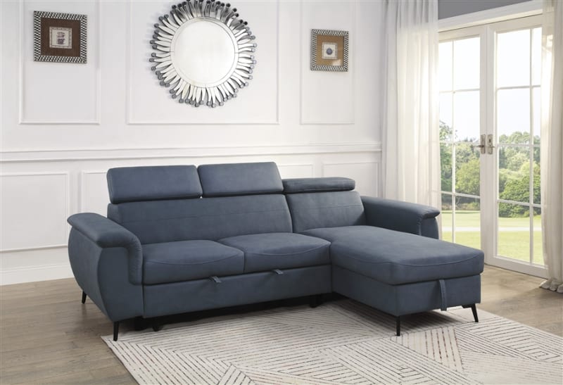 Cadence Sectional Sofa in Blue by Home Elegance - HEL-9403BU-SC