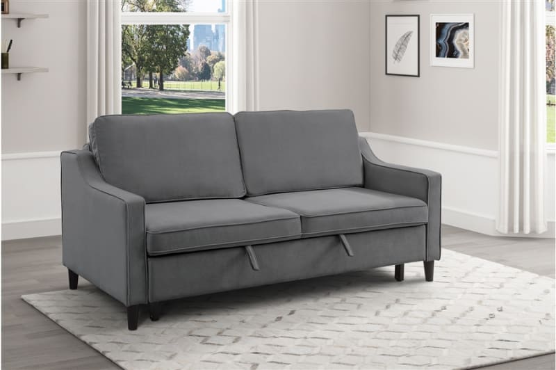 Adelia Convertible Studio Sofa Bed in Dark Gray Fabric by Home Elegance - HEL-9428DG-3CL