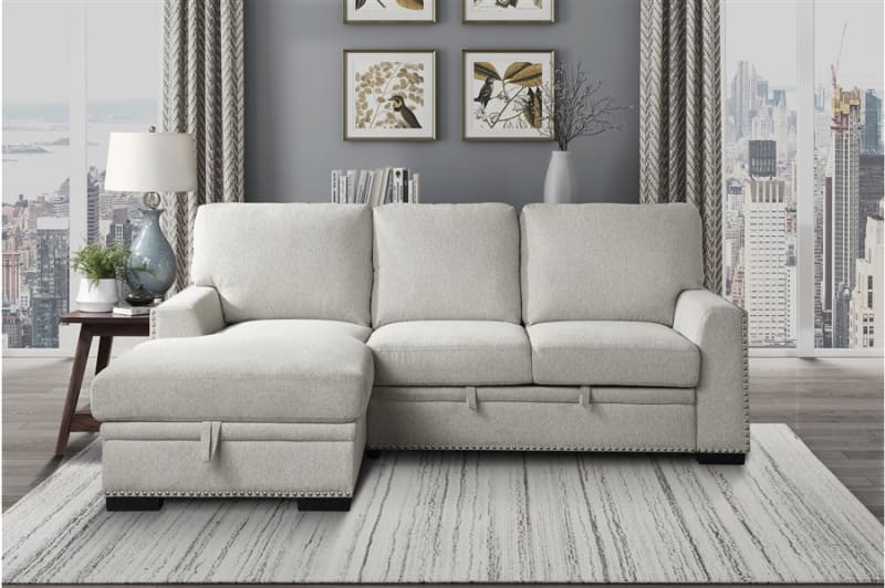 Morelia 2 Piece Sectional in Beige Fabric by Home Elegance - HEL-9468BE-2LC2R