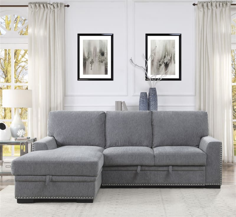 Morelia Sectional Sofa in Gray by Home Elegance - HEL-9468DG-2LC2R