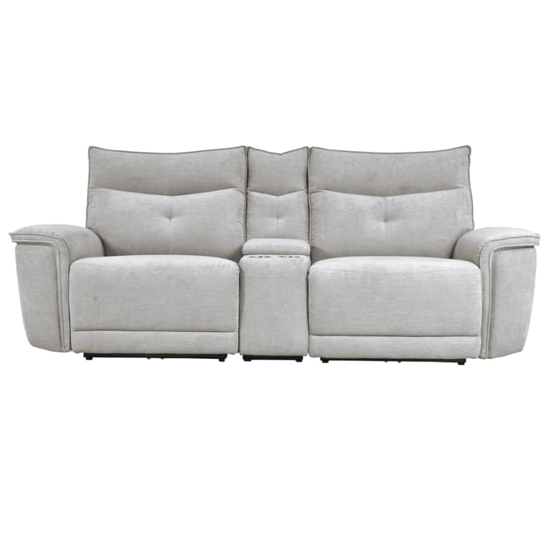 Tesoro Power Double Reclining Love Seat in Mist Gray by Home Elegance - HEL-9509MGY-2CNPWH