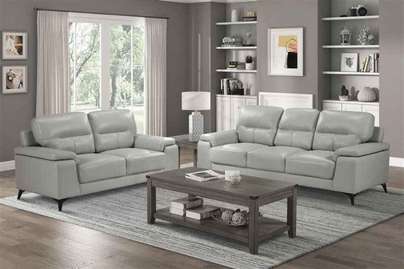 Mischa 2 Piece Sofa Set in Silver Gray by Home Elegance - HEL-9514SVE