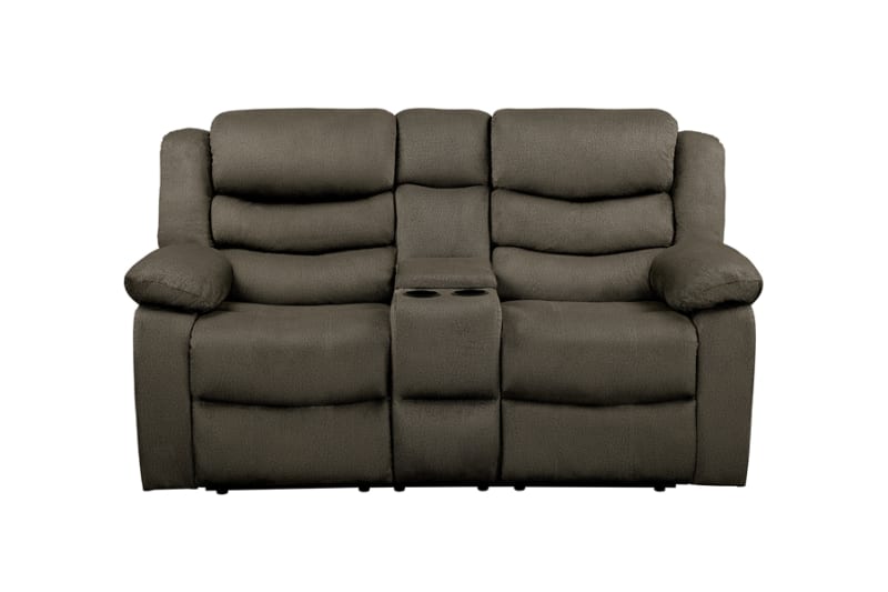 Discus Double Reclining Love Seat in Brown by Home Elegance - HEL-9526BR-2