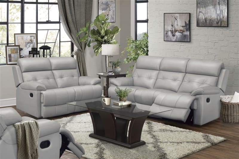 Lambent 2 Piece Double Reclining Sofa Set in Silver Gray by Home Elegance - HEL-9529SVE