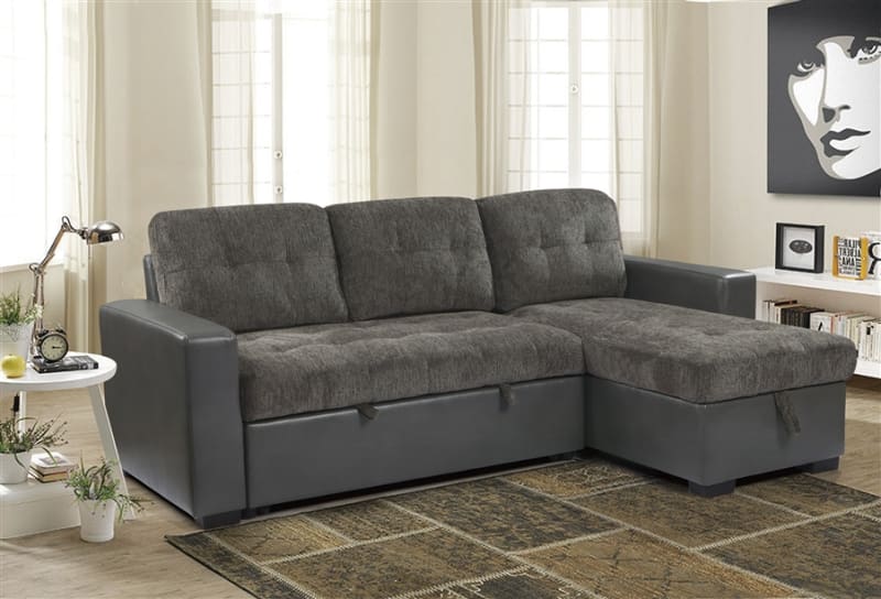 Swallowtail Sectional Sofa in Brownish Gray by Home Elegance - HEL-9540GY-SC