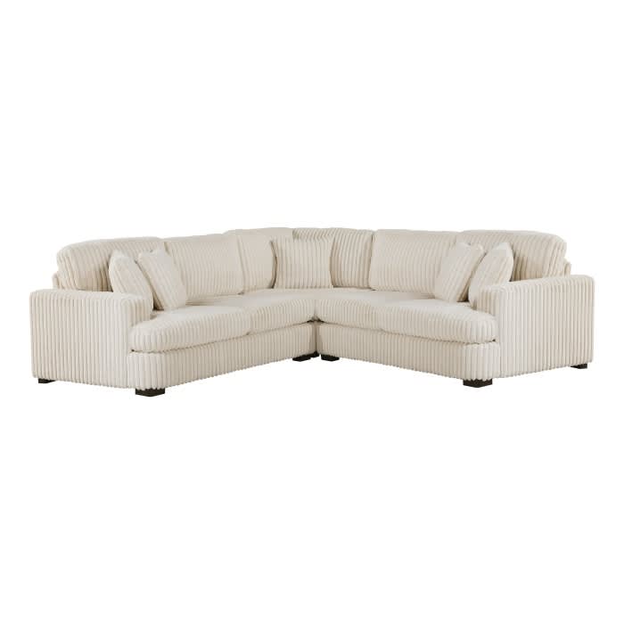 Warwick 3 Piece Sectional Sofa in Beige Corduroy Upholstery Finish by Home Elegance - HEL-9623BE-32L2R