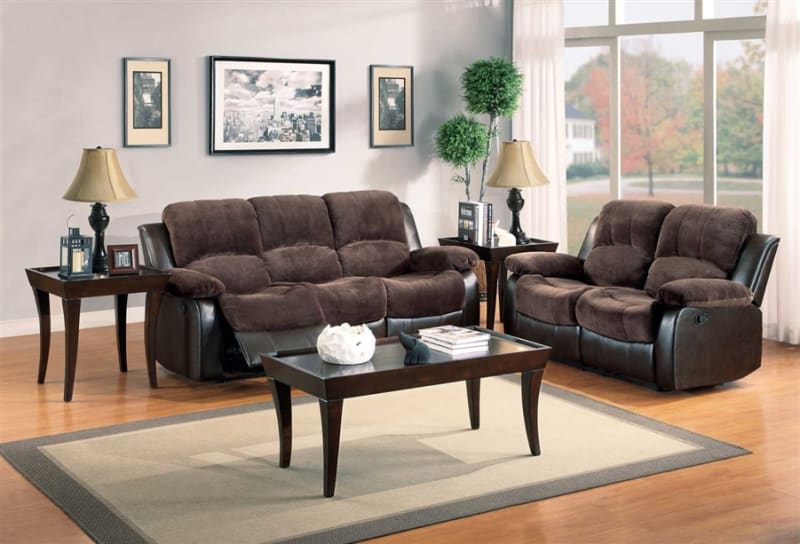 Cranley 2 Piece Power Double Reclining Sofa Set in Chocolate by Home Elegance - HEL-9700FCP-PW
