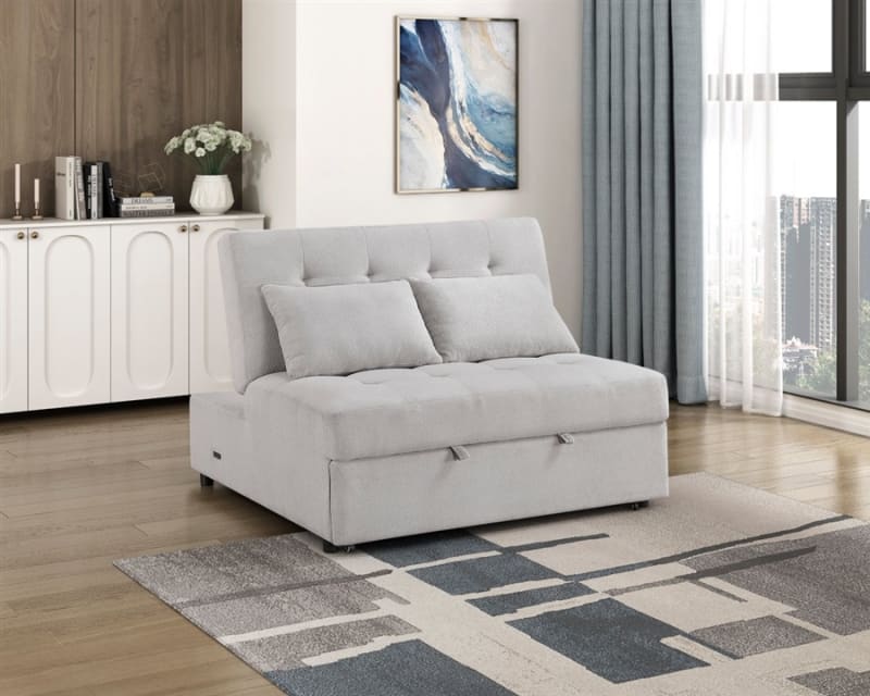 Desmond 2-Seater Sofa Bed in Gray Textured Fabric by Home Elegance - HEL-9707GRY-2CL